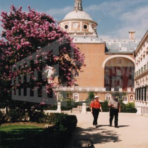 Torre sur del Palacio Real de Aranjuez y Jardín del Rey, desde el Jardín del Parterre.