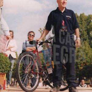 El Alcalde de Aranjuez, Jesús Dionisio, en la celebración del Día de la Bicicleta en Aranjuez