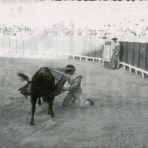 El torero Blas Romero «El Platanito» torea arrodillado en la Plaza de Toros de Aranjuez
