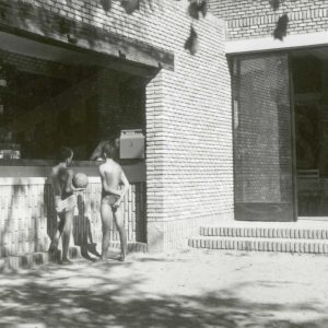 Niños en la barra del bar del Camping de Aranjuez