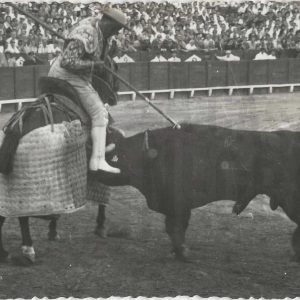 Picador picando al toro en la Plaza de Toros de Aranjuez