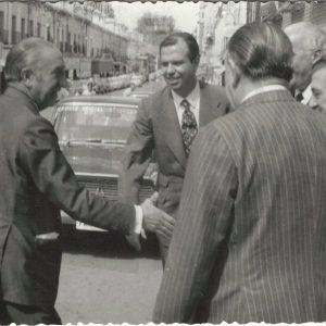 El Alcalde de Aranjuez, Antonio Clavet, recibe al Ministro de Trabajo, Licino de la Fuente, a su llegada al Ayuntamiento por el Día de la Provincia