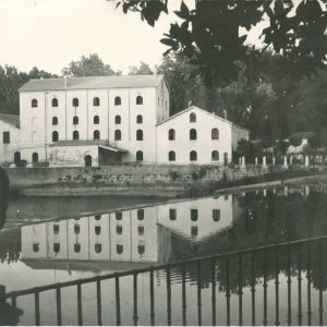 La Fábrica de Harinas desde el Jardín del Parterre de Aranjuez