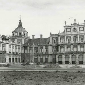 Obras de construcción del vallado del Patio de Armas del Palacio Real de Aranjuez