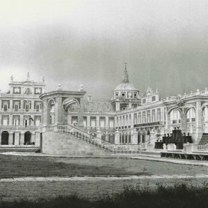 Decorado construido frente el Palacio Real ded Aranjuez para el rodaje de una película