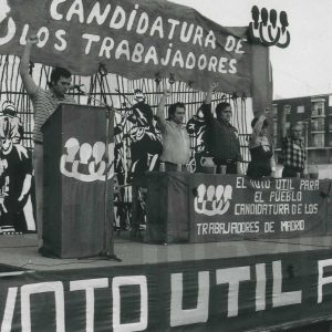 Alocución de Eduardo García durante un mitin de la Candidatura de los Trabajadores de Madrid en Aranjuez