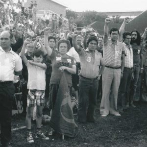 Público asistente a un mitin de la Candidatura de los Trabajadores de Madrid en Aranjuez