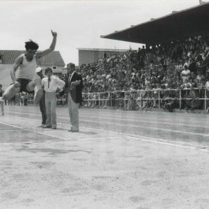Saltos de longitud con motivo de la inauguración del nuevo Estadio Municipal de Deportes de Aranjuez