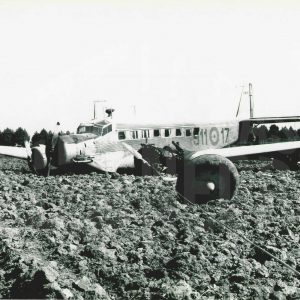 Avión Junkers Ju52 después de un aterrizaje forzoso en el término municipal de Aranjuez
