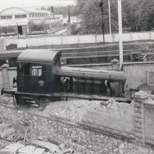 Una máquina tractora Deutz-Fahr de la Azucarera tras un accidente cerca de la Estación de Ferrocarril de Aranjuez