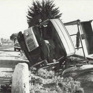 Vehículo de transporte accidentado en las cercanías de Aranjuez