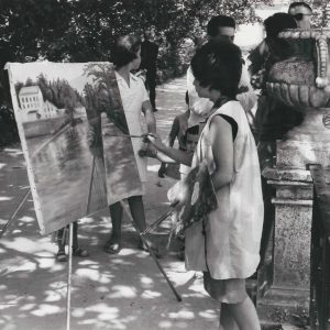 Pintando un cuadro en el Jardín del Parterre en Aranjuez