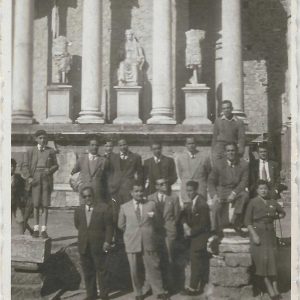 Grupo de personas en el Teatro de Mérida