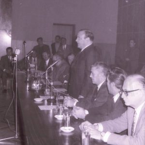 Alocución de un miembro de la mesa presidencial en el acto del Consejo Económico Sindical de la Zona Sur de Madrid en Aranjuez