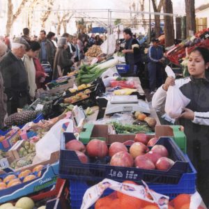 Puestos de fruta en el Rastro de Aranjuez