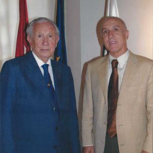 El Alcalde de Aranjuez, Jesús Dionisio, junto a Juan Antonio Samaranch, Presidente de honor del Comité Olímpico Internacional
