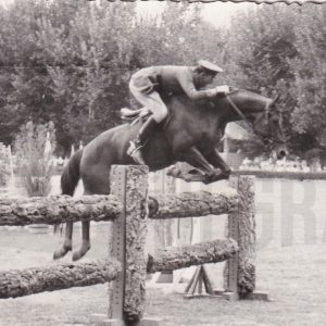 Un jinete militar a caballo durante un concurso de saltos en Aranjuez