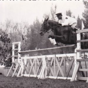 Un jinete militar a caballo durante un concurso de saltos en Aranjuez