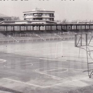Gradas e instalaciones deportivas del antiguo Campo de Fútbol de Aranjuez recién construido