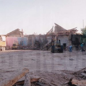 Casa de la Panadería durante su demolición, en Aranjuez