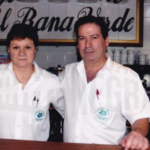 Retrato de Antonio Muñoz Ibáñez y Rosa María Rocamora Blanco en el restaurante El Rana Verde en Aranjuez