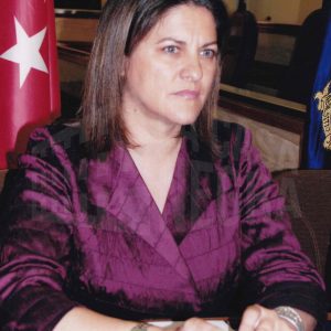 Retrato de Mª Antonia Trujillo, Ministra de Vivienda, en Aranjuez