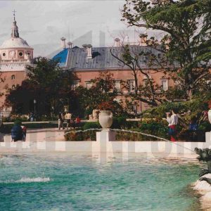 Detalle de un tritón en la Fuente de Hércules y Anteo en el Jardín del Parterre, en Aranjuez
