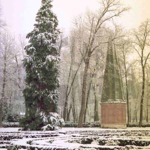 Ventosa del Jardín de la Isla de Aranjuez y sus alrededores nevados