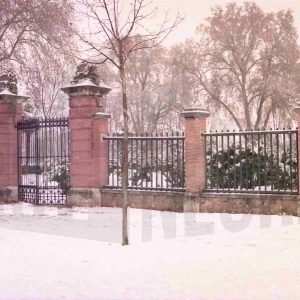 Huerta del Infante y verja de separación del Jardín de la Isla de Aranjuez nevados