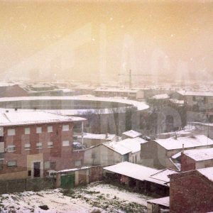 Vista de los alrededores de la Plaza de Toros de Aranjuez nevados