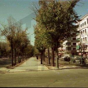 Vista de la Calle Infantas de Aranjuez desde la Calle Rey hacia el Palacio Real