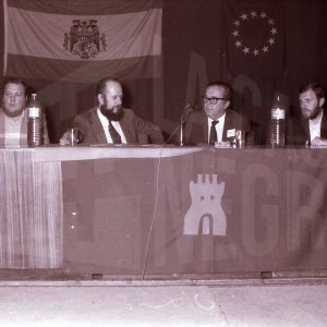Mesa presidencial del mítin-coloquio de la Federación de la Democracia Cristiana en Aranjuez