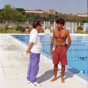 Antonio Talavera en la sede de las pruebas de Pentatlon moderno de los Juegos Olímpicos de 1992