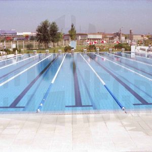 Vista de la piscina en la sede de las pruebas de Pentatlon moderno de los Juegos Olímpicos de 1992