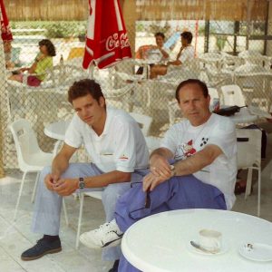 Antonio Talavera en la cafetería en la sede de las pruebas de Pentatlon moderno de los Juegos Olímpicos de 1992