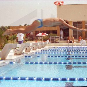 Nadador en la sede de las pruebas de Pentatlon moderno de los Juegos Olímpicos de 1992