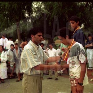 Entrega de medallas en los campeonatos de Natación de Madrid de 1995