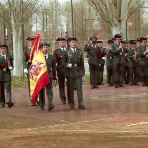 Desfile de guardias civiles durante el acto de rejura de bandera de la 2ª promoción de la Academia de Aranjuez