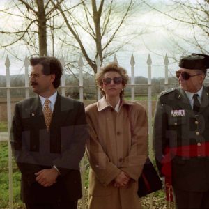 El Coronel, Rafael Yuste Martínez junto al Director General de la Guardia Civil y al Alcalde de Aranjuez, José María Cepeda, durante el acto de su toma de posesión como Director de la Academia de Aranjuez