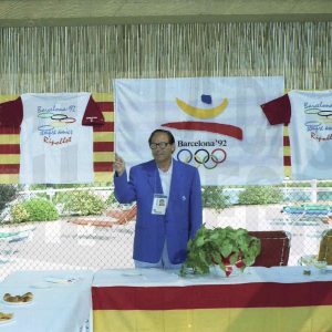 Antonio Talavera en la sede de las pruebas de natación del Pentatlon moderno de los Juegos Olímpicos de 1992