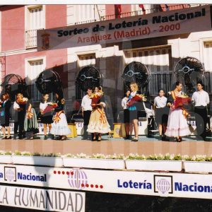 Celebración del sorteo de la Lotería Nacional en la Plaza de la Constitución de Aranjuez con motivo de la candidatura a Paisaje Cultural de la Humanidad.