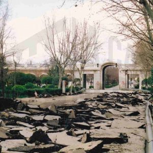 Carrera de Andalucía en obras junto a la Iglesia de San Antonio en Aranjuez