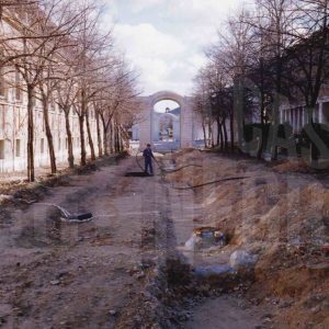 Obras de remodelación en la Calle San Antonio de Aranjuez junto a la Casa de Caballeros