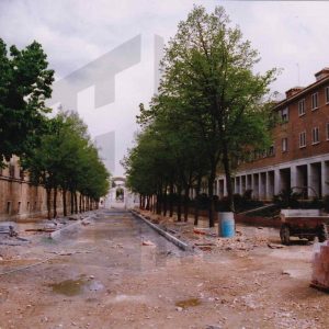 Obras de remodelación en la Calle San Antonio de Aranjuez junto a la Casa de Caballeros