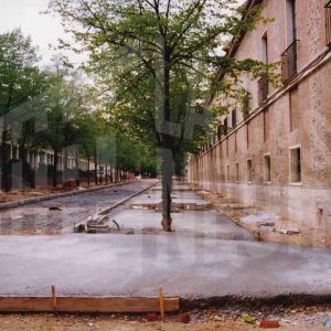 Obras de remodelación en la Calle San Antonio de Aranjuez junto a la Casa de Caballeros