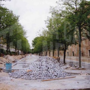 Obras de remodelación en la Calle San Antonio de Aranjuez junto a la Casa de Caballeros