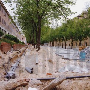 Obras de remodelación en la Calle San Antonio de Aranjuez junto a la Casa de Caballeros