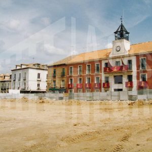 Obras de reforma en la Plaza de la Constitución de Aranjuez junto al Mercado de Abastos