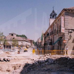 Obras de reforma en la Plaza de la Constitución de Aranjuez junto al Ayuntamiento