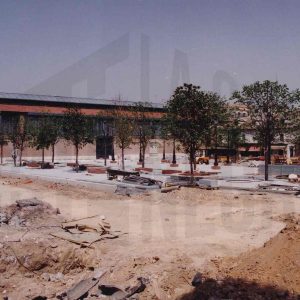 Obras de reforma en la Plaza de la Constitución de Aranjuez junto al Mercado de Abastos